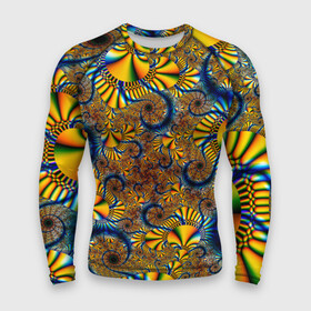 Мужской рашгард 3D с принтом FRACTAL COLOR PATTERN в городе Новоалтайск,  |  | желтый | обои | синий | узор | фрактал | цветной