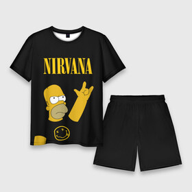 Мужской костюм с шортами 3D с принтом NIRVANA ГОМЕР СИМПСОН, SIMPSONS в городе Новоалтайск,  |  | gomer | homer | kurt cobain | music | nirvana | rock | simpson | simpsons | гомер | кабейн | кобейн | курт | курт кобейн | музыка | нирвана | рок | симпсон | симпсоны