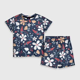 Детский костюм с шортами 3D с принтом Цветы Полуночные Разноцветные в городе Новоалтайск,  |  | flowers | букет | природа | растение | флора | цветы