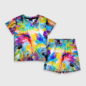 Детский костюм с шортами 3D с принтом Неоновые всплески красок  Лето  Neon splashes of colors  Summer в городе Новоалтайск,  |  | Тематика изображения на принте: abstraction | color | expression | fashion | neon | paint | summer | абстракция | краска | лето | мода | неон | цвет | экспрессия