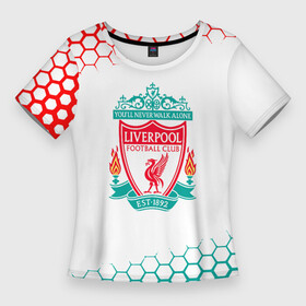 Женская футболка 3D Slim с принтом liverpool  соты в городе Новоалтайск,  |  | club | footbal | liverpool | logo | знак | клуб | ливерпуль | логотип | логотипы | символ | символы | форма | футбол | футбольная | футбольный