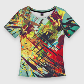 Женская футболка 3D Slim с принтом Смелые мазки краски  Экспрессионизм  Bold strokes of paint  Expressionism в городе Новоалтайск,  |  | abstraction | expressionism | paint | strokes | абстракция | краска | мазки | экспрессионизм