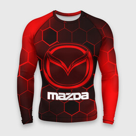 Мужской рашгард 3D с принтом MAZDA + Соты в городе Новоалтайск,  |  | auto | logo | mazda | moto | symbol | авто | автомобиль | гонки | знак | лого | логотип | логотипы | мазда | марка | машина | мото | символ | символы | соты