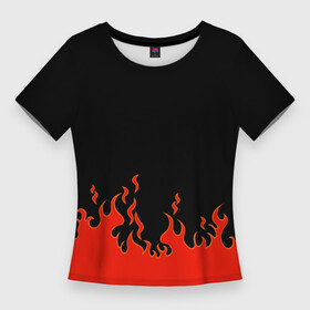 Женская футболка 3D Slim с принтом Огoнь в городе Новоалтайск,  |  | дудл | красный | минималистичный | огонь | пламя | по краю | яркий