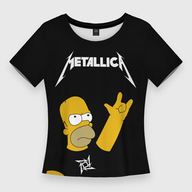 Женская футболка 3D Slim с принтом Metallica Гомер Симпсон рокер в городе Новоалтайск,  |  | gimer | heavy | heavy metal | homer | metal | metalica | metallica | simpson | simpsons | trash metal | гомер | джеймс | кирк | ларс | мастейн | метал | металика | металл | металлика | музыка | ньюстед | рок | симпсон | симпсоны | трухильо | ул