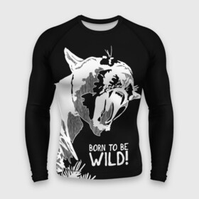 Мужской рашгард 3D с принтом Cougar Born be wild в городе Новоалтайск,  |  | angry | born to be wild | cougar | fangs | open mouth | predator | wild | дикая | злая | клыки | открытая пасть | пума | рожден быть диким | хищник