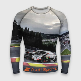 Мужской рашгард 3D с принтом Audi Sport  Racing team  Ауди Спорт  Гоночная команда в городе Новоалтайск,  |  | audi | car | clouds | forest | motorsport | racing | route | sky | team | village | автомобиль | ауди | германия | гонки | деревня | лес | небо | облака | спорт | трасса