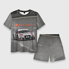Мужской костюм с шортами 3D с принтом Автогонки на шорт треке Audi Sport Racing Team в городе Новоалтайск,  |  | audi | car | power | racing | short track | speed | автомобиль | ауди | гонки | мощь | скорость | соревнование | шорт трек