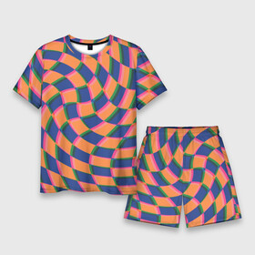 Мужской костюм с шортами 3D с принтом Wavy Squares в городе Новоалтайск,  |  | grid pattern | illusion | wavy tiles | в клетку | волнистые квадраты | иллюзия | искусство | квадрат | клетка | клетки | клетчатая | клетчатый | лето | на лето | неон | оптическая иллюзия | пастель | паттерн | сетка