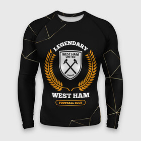 Мужской рашгард 3D с принтом Лого West Ham и надпись Legendary Football Club на темном фоне в городе Новоалтайск,  |  | Тематика изображения на принте: club | football | ham | logo | west | west ham | вест | клуб | лого | мяч | символ | спорт | футбол | футболист | футболисты | футбольный | хэм