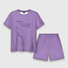 Мужской костюм с шортами 3D с принтом I PURPLE U  TAEHYUNG BTS в городе Новоалтайск,  |  | Тематика изображения на принте: bt21 | bts | dynamite | hoseok | jhope | jimin | jin | jk | jungkook | namjoon | rm | taehyung | v | бантан | бт21 | бтс | ви | джей хоуп | джин | намджун | рм | тэхен | тэхен эра динамит | хосок | чимин | чонгук | шуга | юнги | я фиоле