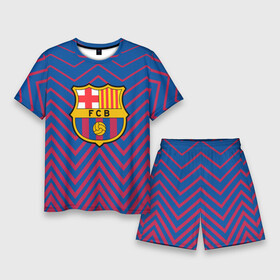 Мужской костюм с шортами 3D с принтом FC BARCELONA  зигзаги в городе Новоалтайск,  |  | barca | barcelona | fc barca | барка | барселона