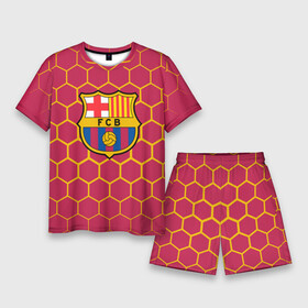 Мужской костюм с шортами 3D с принтом FC BARCELONA  соты в городе Новоалтайск,  |  | barca | barcelona | fc barca | барка | барселона
