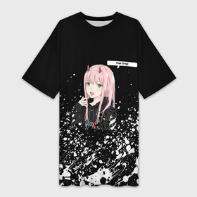 Платье-футболка 3D с принтом ZERO TWO DARLING в городе Новоалтайск,  |  | 002 | code | darling in the franxx | franx | ohayo | the life of zero two | брызги | девушка с розовыми волосами | зеро ту | итиго | код | код 002 | код 016 | кокоро | краска | любимый во франксе | милый во франксе | мицуру | ноль два