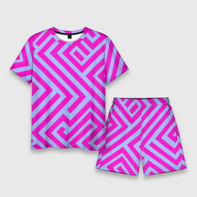 Мужской костюм с шортами 3D с принтом Trend pattern в городе Новоалтайск,  |  | blue | gradient | pink | градиент | розовый | тренд | трендовые цвета