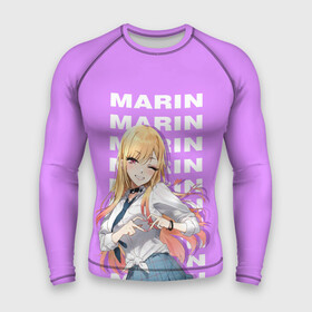 Мужской рашгард 3D с принтом Marin Marin в городе Новоалтайск,  |  | аниме | девушка | жест | имя | марин | надпись | улыбка | школьница
