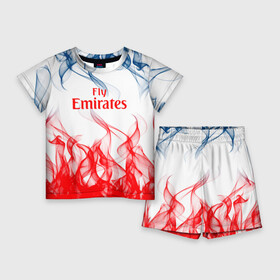 Детский костюм с шортами 3D с принтом arsenal  пламя в городе Новоалтайск,  |  | arsenal | fc | football | football club | sport | арсенал | спорт | спортивные | униформа | фирменные цвета | фк | футбол | футбольный клуб