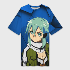 Платье-футболка 3D с принтом Синон из Sword Art Online в городе Новоалтайск,  |  | shino asada | sword art online | аниме | асада сино | синон | снайпер