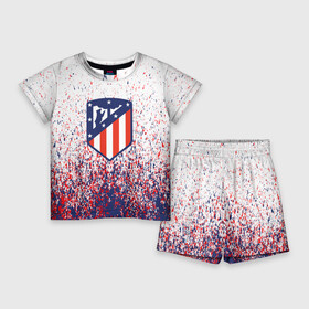 Детский костюм с шортами 3D с принтом atletico madrid  logo  брызги красок в городе Новоалтайск,  |  | atletico madrid | fc | football | football club | sport | атлетико мадрид | мадрид | спорт | спортивные | униформа | фирменные цвета | фк | футбол | футбольный клуб