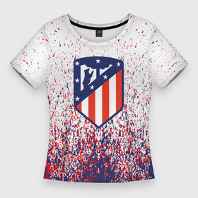 Женская футболка 3D Slim с принтом atletico madrid  logo  брызги красок в городе Новоалтайск,  |  | atletico madrid | fc | football | football club | sport | атлетико мадрид | мадрид | спорт | спортивные | униформа | фирменные цвета | фк | футбол | футбольный клуб