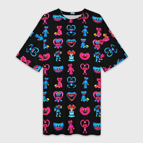 Платье-футболка 3D с принтом POPPY PLAYTIME HAGGY WAGGY AND KISSY MISSY PATTERN (ПАТТЕРН) в городе Новоалтайск,  |  | haggy waggy | kissy missy | poppy playtime | игра | кисси мисси | монстр | плэйтайм | попи плей тайм | попи плэй тайм | попиплейтам | попиплэйтайм | поппи плейтайм | поппиплэйтайм | розовы | хагги вагги | хаги ваги