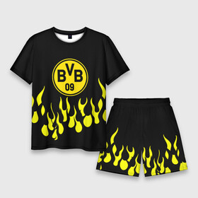 Мужской костюм с шортами 3D с принтом borussia  пламя в городе Новоалтайск,  |  | borussia | fc | football | football club | sport | боруссия | спорт | спортивные | униформа | фирменные цвета | фк | футбол | футбольный клуб