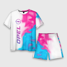 Мужской костюм с шортами 3D с принтом Opel Neon Gradient в городе Новоалтайск,  |  | auto | brand | logo | opel | symbol | авто | бренд | градиент | лого | неон | огонь | опель | пламя | символ