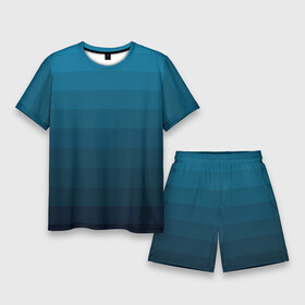 Мужской костюм с шортами 3D с принтом Blue stripes gradient в городе Новоалтайск,  |  | blue | gradient | striped pattern | stripes | градиент | полосатый узор | синие полосы | синий
