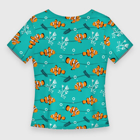 Женская футболка 3D Slim с принтом TEXTURE OF SEA FISH в городе Новоалтайск,  |  | водоросли | детские картинки | морские | обитатели | океан | пузыри | цветные