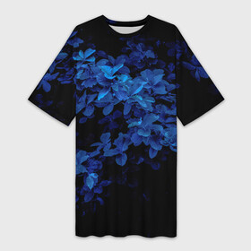 Платье-футболка 3D с принтом BLUE FLOWERS  Синие цветы в городе Новоалтайск,  |  | blue | flower | flowers | plant | purple | весна | голубые цветы | куст | лепестки | летний | летняя | лето | лист | листок | листья | на каждый день | на лето | осень | поле | растение | синие цветы | флора | цветок