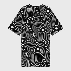 Платье-футболка 3D с принтом Чёрно белая стилизованная поверхность воды  Wave pattern в городе Новоалтайск,  |  | abstraction | fashion | pattern | raster | water | waves | абстракция | вода | волны | мода | паттерн | растр