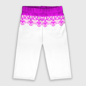 Велосипедки 3D с принтом White and pink lace pattern в городе Новоалтайск,  |  | lace | lace pattern | white and pink | белый | кружевной узор | розовое кружево | розовый | розовый неон