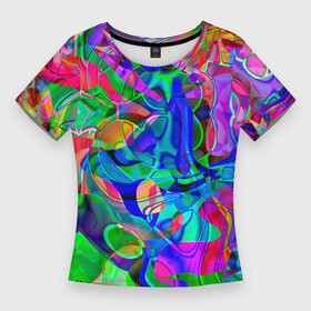Женская футболка 3D Slim с принтом REFRACTION OF COLORS в городе Новоалтайск,  |  | abstraction | background | blue | bright | colorful | colors | geometry | green | rainbow | red | reflection | scattering | shiny | yellow | абстракция | блестящий | геометрия | желтый | зеленый | красный | красочный | отражение | радуга | рассеивание | с
