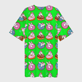 Платье-футболка 3D с принтом UNICORN AND DONUT в городе Новоалтайск,  |  | cute | pattern | детские картинки | единорог | милый | пончик | узор | цветной