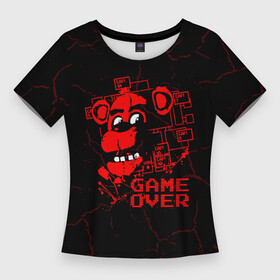 Женская футболка 3D Slim с принтом пять ночей с фредди  game over в городе Новоалтайск,  |  | at freddys | five nights | five nights at freddys | fnaf | game | games | paint | бонни | брызги | игра | игры | краска | пять ночей | пять ночей с фредди | с фредди | фнаф | фокси | фредди | чика