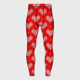 Мужские тайтсы 3D с принтом Вязаные Сердечки в городе Новоалтайск,  |  | hearts | knitted | lace | red | white | белый | вязанные | красный | кружево | сердечки | сердца