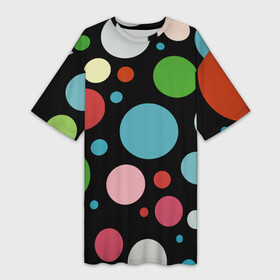 Платье-футболка 3D Разноцветные круги на чёрном фоне: в городе Новоалтайск,  |  | circle | color | conposition | fashion | композиция | круг | мода | цвет