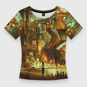 Женская футболка 3D Slim с принтом Cool Steampunk painting в городе Новоалтайск,  |  | eyes | fish | lighthouse | picture | reservoir | steampunk | surrealism | traffic lights | wall clock | водоём | глаза | картина | маяк | рыба | светофор | стимпанк | сюрреализм | часы