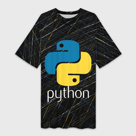 Платье-футболка 3D с принтом PYTHON  ЛОГО в городе Новоалтайск,  |  | Тематика изображения на принте: big data | hacker | it | python | snake | айти | база данных | взлом | змея | искусственный интелект | кодер | нейросети | пайтон | питон | прогер | программирование | программист | разработчик | хакер