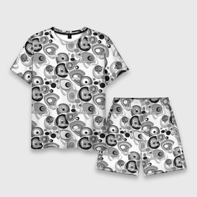 Мужской костюм с шортами 3D с принтом Black and white sport pattern в городе Новоалтайск,  |  | black and white | fitness | sport pattern | спорт | спортивный узор | фитнес | черно белый