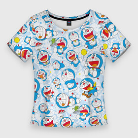 Женская футболка 3D Slim с принтом Doraemon  pattern в городе Новоалтайск,  |  | anime | cat | doraemon | japan | kitty | manga | аниме | анимэ | дораемон | дораэмон | кот | котенок | кошак | кошка | манга | нобита ноби | робот | япония