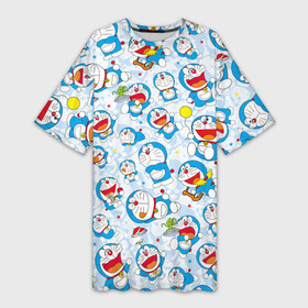 Платье-футболка 3D с принтом Doraemon  pattern в городе Новоалтайск,  |  | anime | cat | doraemon | japan | kitty | manga | аниме | анимэ | дораемон | дораэмон | кот | котенок | кошак | кошка | манга | нобита ноби | робот | япония