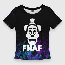 Женская футболка 3D Slim с принтом Five Nights At Freddy s  огонь неон в городе Новоалтайск,  |  | five nights at freddy | five nights at freddys | fnaf | logo | neon | игра | игры | лого | логотип | неон | символ | файв найтс эт фредди | фнаф