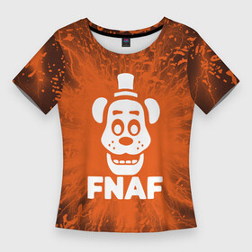 Женская футболка 3D Slim с принтом Five Nights At Freddy s  вспышка молнии в городе Новоалтайск,  |  | five nights at freddy | five nights at freddys | fnaf | logo | neon | игра | игры | лого | логотип | неон | символ | файв найтс эт фредди | фнаф