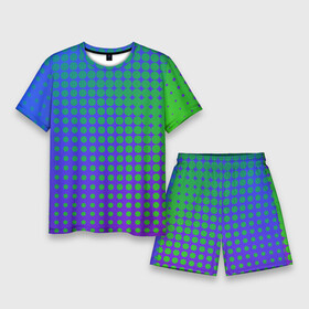Мужской костюм с шортами 3D с принтом Blue Green gradient в городе Новоалтайск,  |  | абстрактные | классика | классические | нейтральные | спокойные | узор | узоры