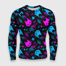 Мужской рашгард 3D с принтом Stray  neon pattern в городе Новоалтайск,  |  | cat | cyberpunk | бездомный | бродячий | киберпанк | кот | кошка | стрей | стрэй