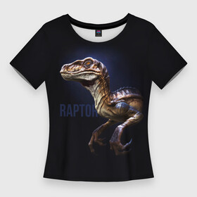 Женская футболка 3D Slim Динозавр раптор: в городе Новоалтайск, | | velociraptor | велоцераптор | велоцираптор | динозавры | раптор | хищные динозавры