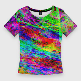 Женская футболка 3D Slim с принтом Пожар в лесу в городе Новоалтайск,  |  | abstraction | color | element | fire | flame | forest | neon | trees | абстракция | деревья | лес | неон | огонь | пламя | пожар | стихия | цвет