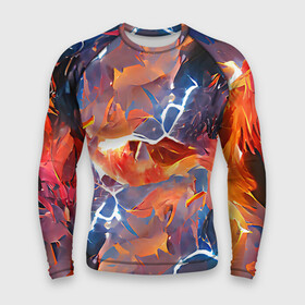 Мужской рашгард 3D с принтом Fire thunder в городе Новоалтайск,  |  | abstraction | art | blue | bright | fire | lightnings | multicoloured | red | thunder | абстракция | арт | буря | гром | красный | молния | огонь | пламя | разноцветный | синий | стихия | яркий