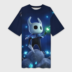 Платье-футболка 3D с принтом Hollow Knight неоновые бабочки в городе Новоалтайск,  |  | hollow knight | the knight | детская | для детей | игра | компьютерная игра | королевство | рыцарь | темный рыцарь | холлов кнайт | холов кнайт | экшен